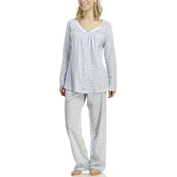Aria Sleepwear Women's Long Sleeve Printed Brushed Long Pajama Set ...