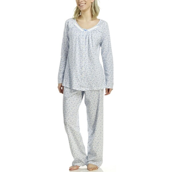Aria Sleepwear Women's Long Sleeve Printed Brushed Long Pajama Set