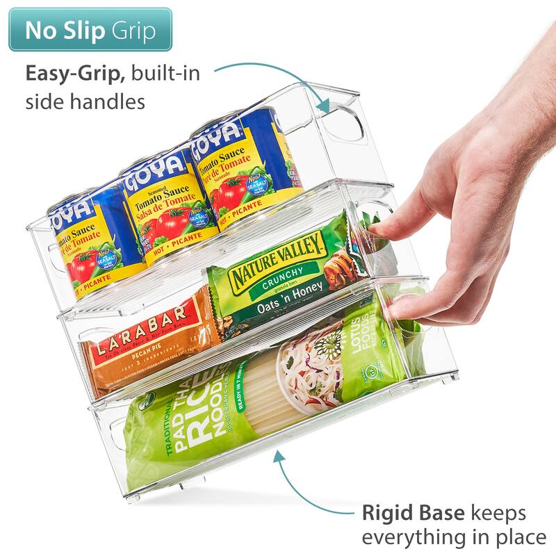 Sorbus Clear Stackable Organizer Bins, Storage Bins for Bathroom, Vanity, and More with Handles (4 Pack)
