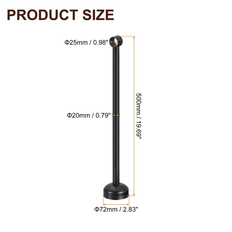 4 Set Ceiling Mount Curtain Rod Bracket, Stainless Steel Rod Holders - Black - Fit 0.98" - 19.69"L