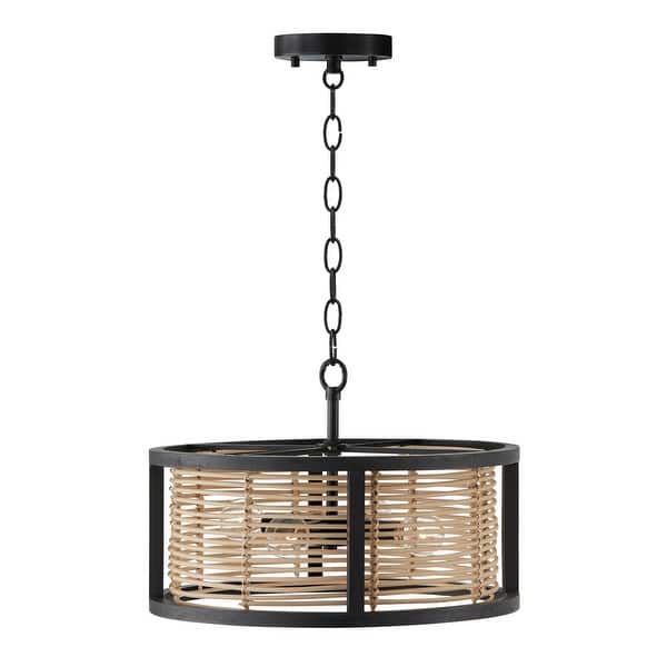 slide 2 of 7, Rico 4-light Flat Black Convertible Pendant/ Semi-Flush Mount
