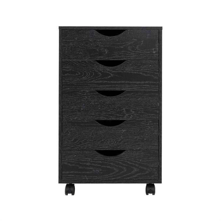 5 Drawers Chest, Wood Storage Dresser with Wheels, Craft Storage Organizer and Storage Drawer Office Drawer Unit