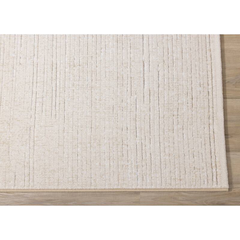 Elizabeth Collection - Cream Banded Plush Rug