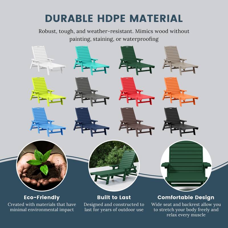 Laguna Hdpe All Weather Outdoor Patio Pool Reclining Chaise Lounge