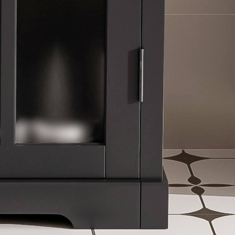 30 Inch Modern Bathroom Vanity with Ceramic Sink,Tempered Blurred Glass,and Large Storage