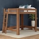 preview thumbnail 1 of 20, Olympic Queen Loft Bed with Ladder Embossed Pecan
