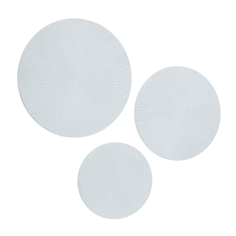 Wooden Plate Carved Radial Wall Decor - Set of 3 Gold, White, Black - CosmoLiving by Cosmopolitan