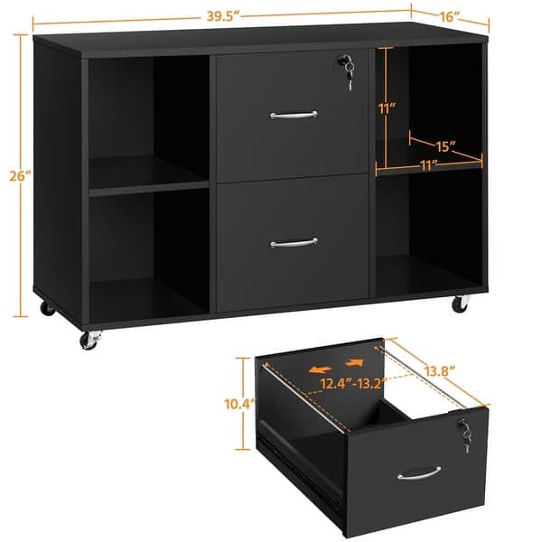 Movable File Storage Yaheetech Mobile File Storage Cabinet with 2 Drawers and 4 Shelves ...