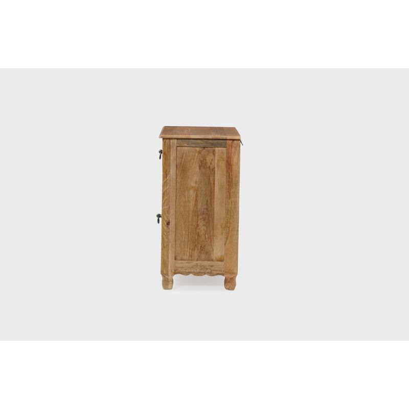 Florence Floral Solid Mango Wood 1-Drawer Nightstand with Cabinet Storage Assembled
