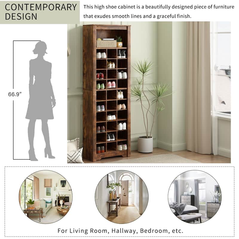 Stylish 30 Shoe Cabinet with Multiple Storage Capacity