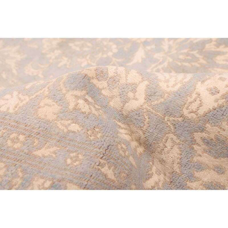 ECARPETGALLERY Hand-knotted Peshawar Oushak Blue Viscose, Wool Rug - 9'0 x 11'10