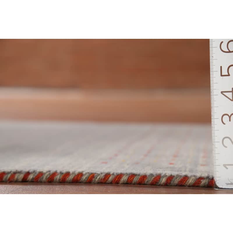 Gray Gabbeh Runner Rug Hand-Knotted Tribal Modern Wool Carpet - 2'10"x 9'7"