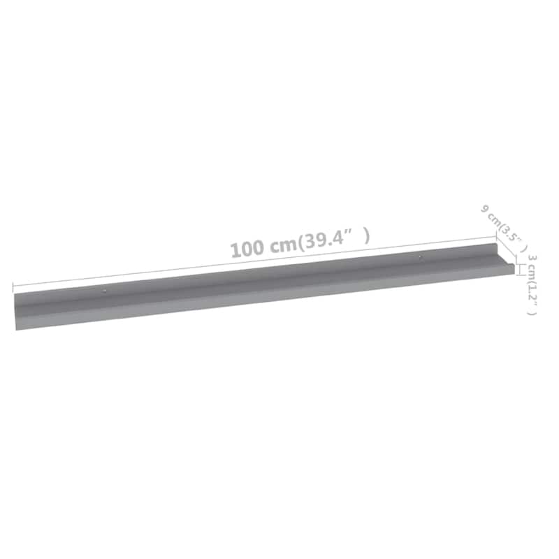 Yuli Modern Wall Shelf Set of 4, Raised Ledge Design, Gray MDF 39 Inch