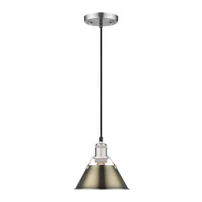 Orwell 7.5" Wide Small Pendant in Pewter with Aged Brass - Silver