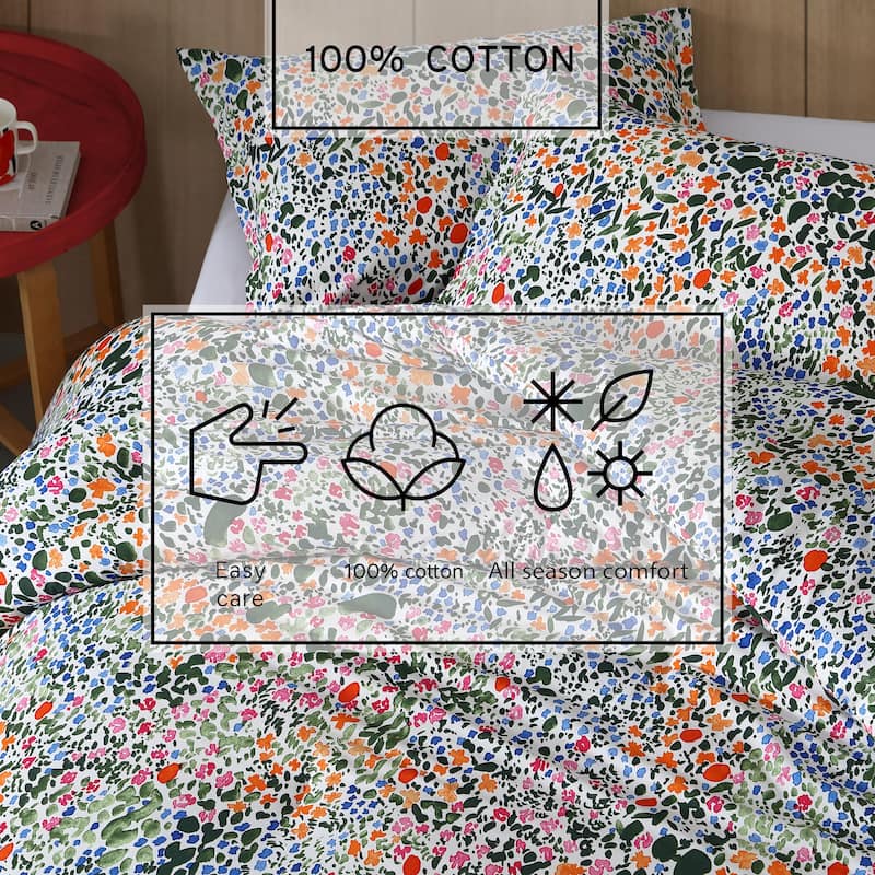 Marimekko Rantaniitty Cotton Orange Reversible Comforter Set