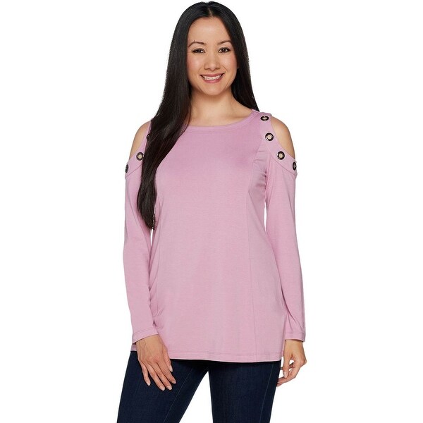 Belle by Kim Gravel Womens Plus Cold Shoulder Top w/ Grommets 1X Orchid A292968. Opens flyout.