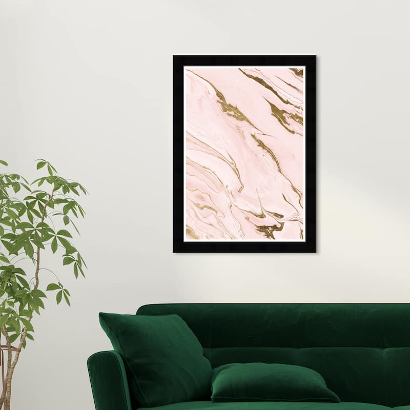 Wynwood Studio Prints Abstract In Streams Pink and Light Pink Modern & Contemporary Wall Art Canvas Print - Black