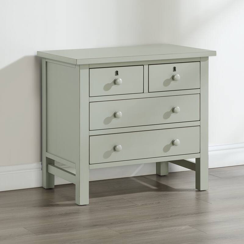 4- Drawer Nightstand with Dovetail Construction and Wooden Knobs
