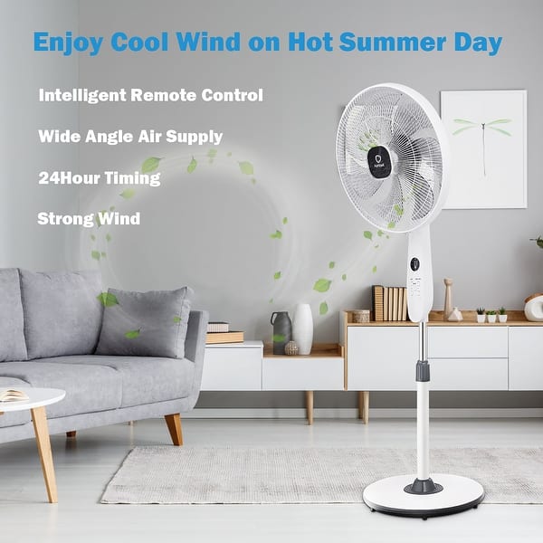 Shop Fantask 16 Pedestal Fan Stand 7 Blades 12 Speed 3 Mode Height Overstock 22363666