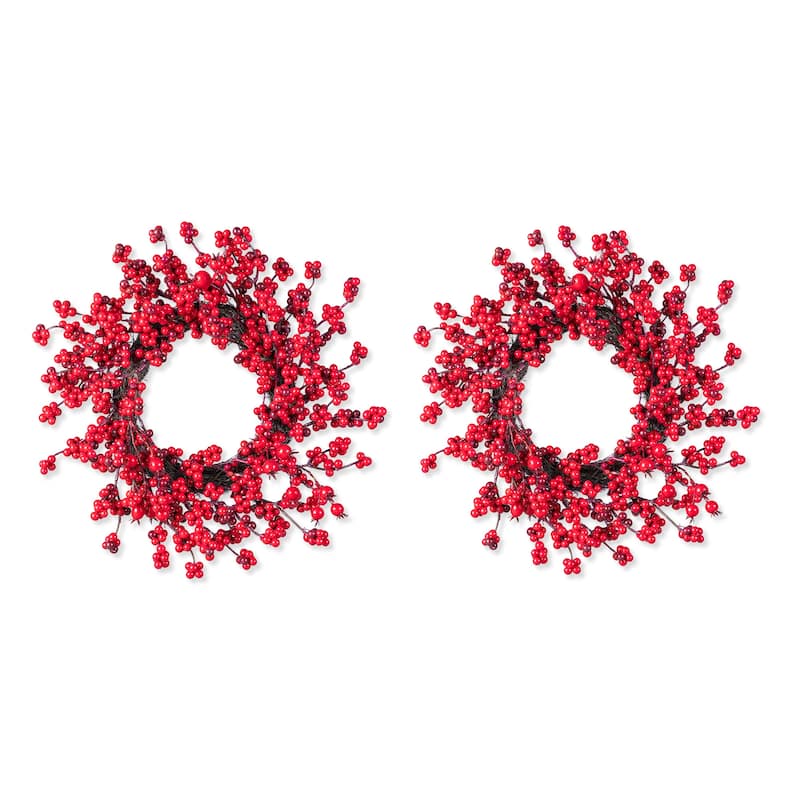 Glitzhome Christmas Red Berries 14"D/ 25"D Wreath & 6ft Garland - 25"D Wreath *2