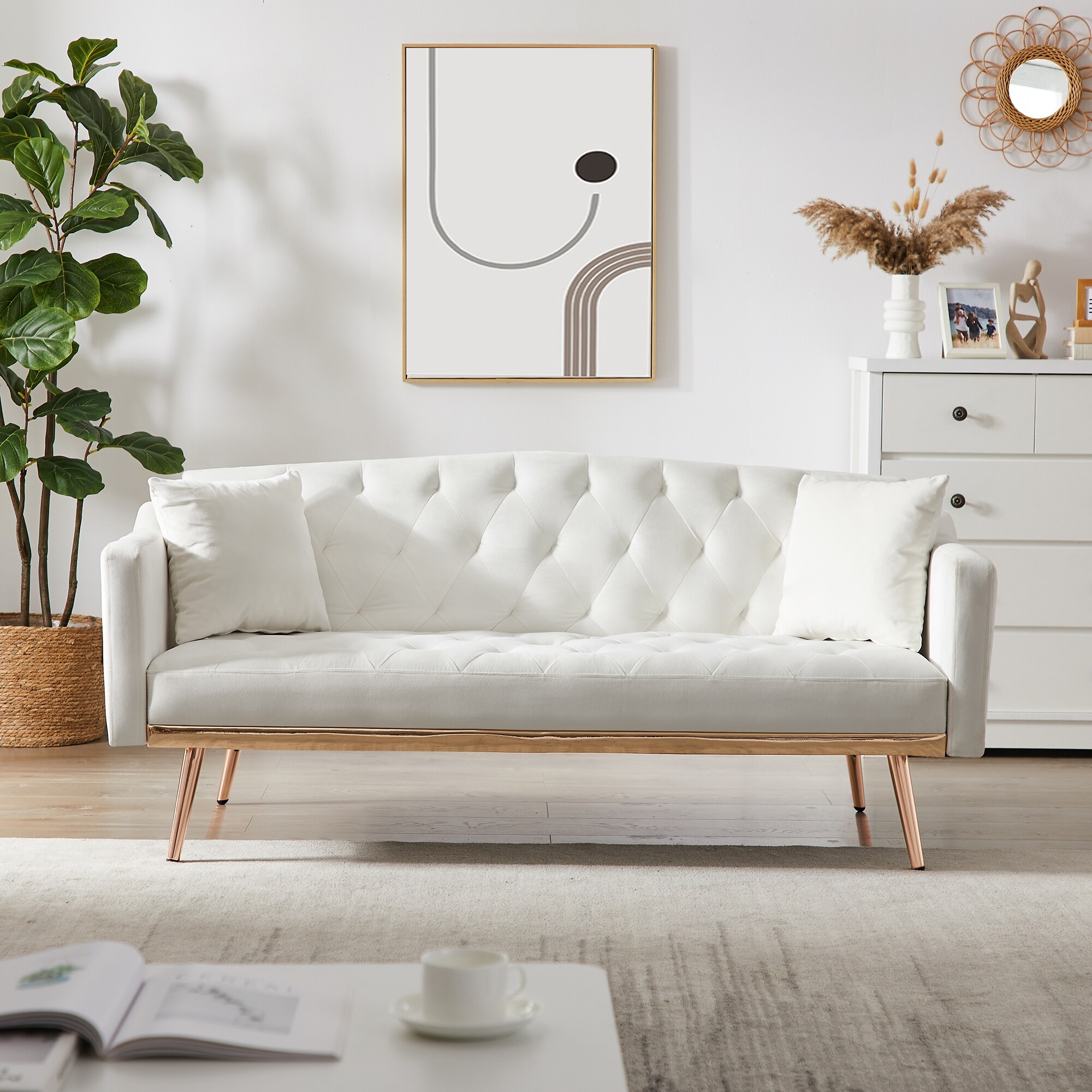 Velvet tufted sleeper shop sofa
