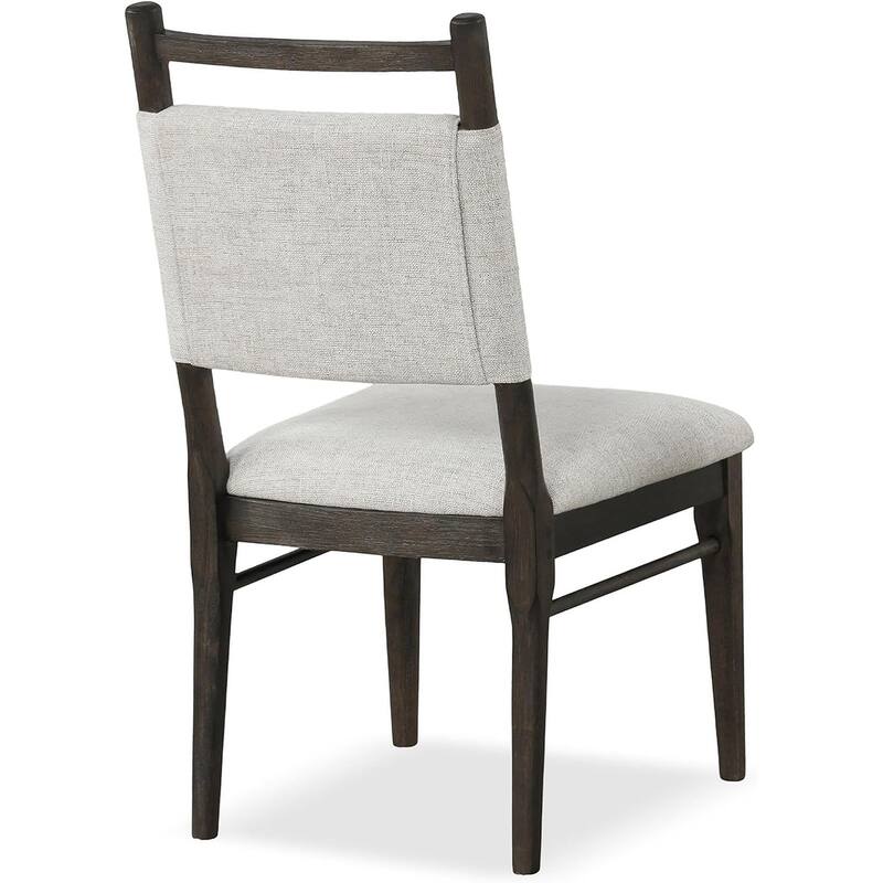 Modern Upholstered Side Chairs Set Dark Walnut Finish
