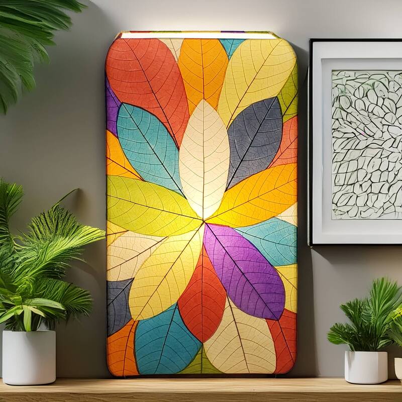 Eangee Handmade Sunburst Table Lamp, Cocoa Leaves Shade, 15 x 8 x 30 in.