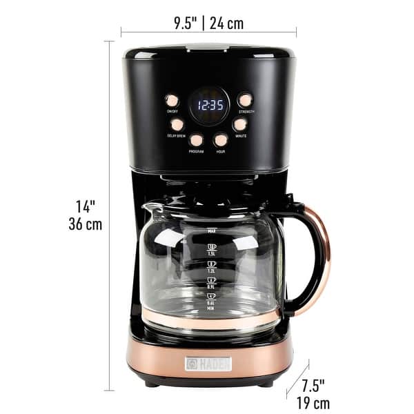 dimension image slide 3 of 4, Haden Heritage 12-Cup Programmable Coffee Maker