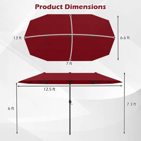 dimension image slide 0 of 6, Gymax 13 FT Double-sided Patio Umbrella Outdoor Large Twin Size