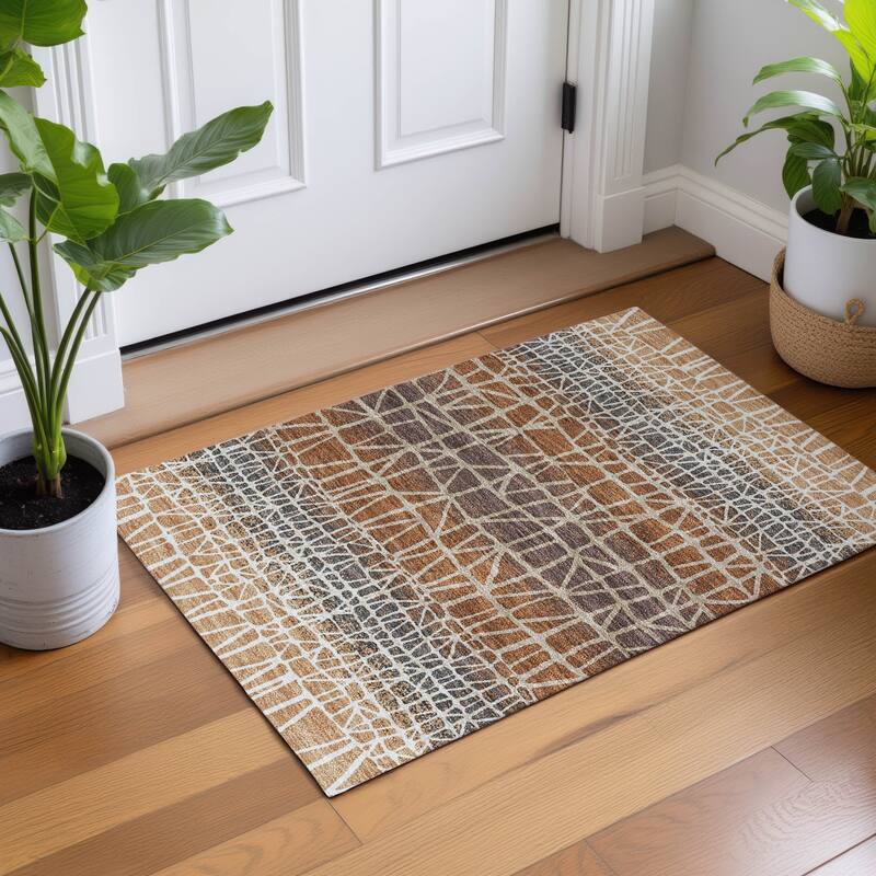 Machine Washable Indoor/ Outdoor Boho Global Chantille Rug