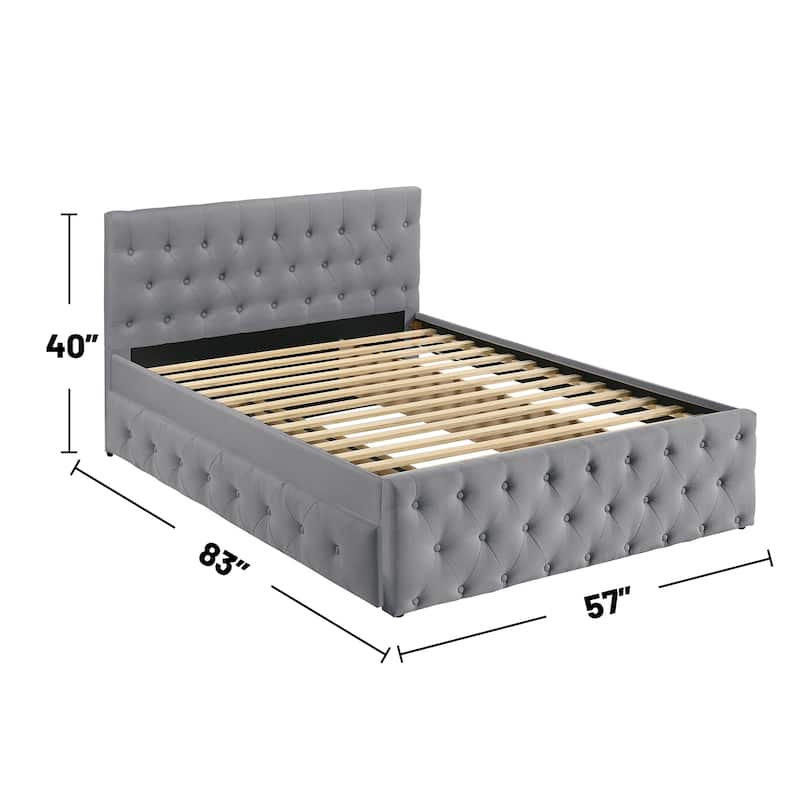 Fabric Fully Upholstered Full Bed with Trundle