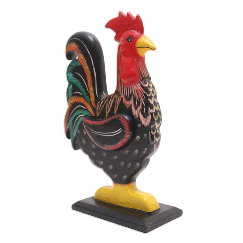 Novica Handmade Brave Rooster Wood Statuette