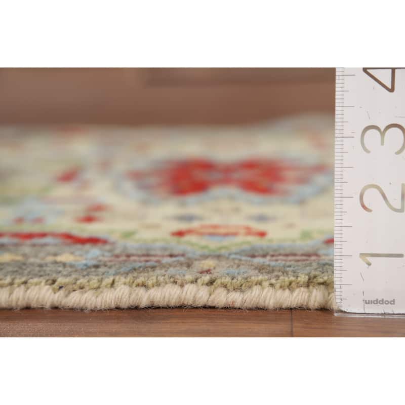 Geometric Kazak Indian Accent Rug Hand-Knotted Wool Carpet - 2'0" x 3'0"