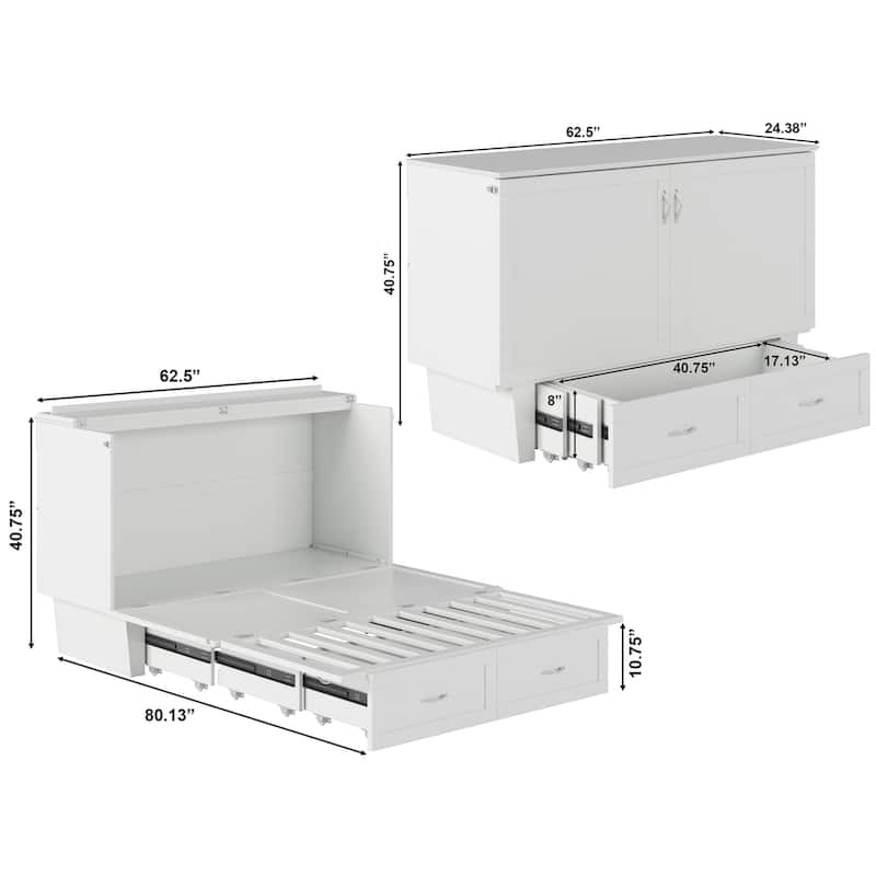 Chelsea Queen Murphy Bed Chest with Mattress