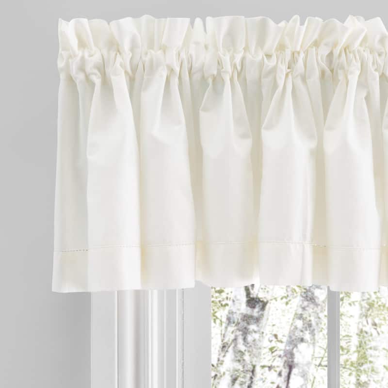 Simplicity Hemstitch 100% Cotton Rod Pocket Tailored Panel Pair with Tiebacks or Tailored Valance - 80"W x 13"L Tailored Valance - Natural