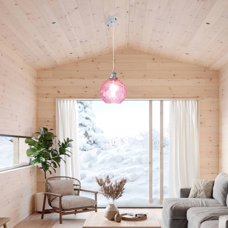 1-Light Metal Hanging Pendant Light with Glass Shade for Kitchen Island