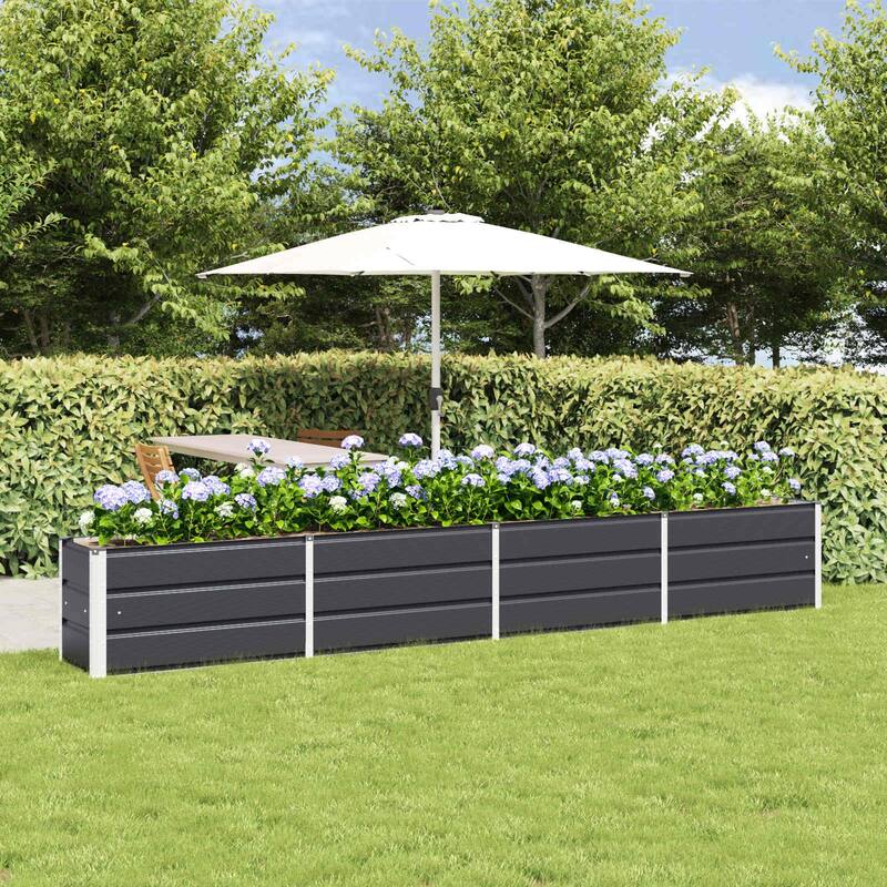 vidaXL Planter in Steel - 39.37 x 15.75 x 17.72" - Black - 125.98 x 15.75 x 17.72 in