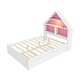 preview thumbnail 6 of 7, Wooden LED Bed with House Shaped Bookcase Headboard and Twin Size Trundle,Full Size Bed Frame