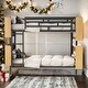 preview thumbnail 2 of 14, Black Full over Full Metal Full Size Bunk Bed ,Storage Platform Beds with Ladder and Shelves