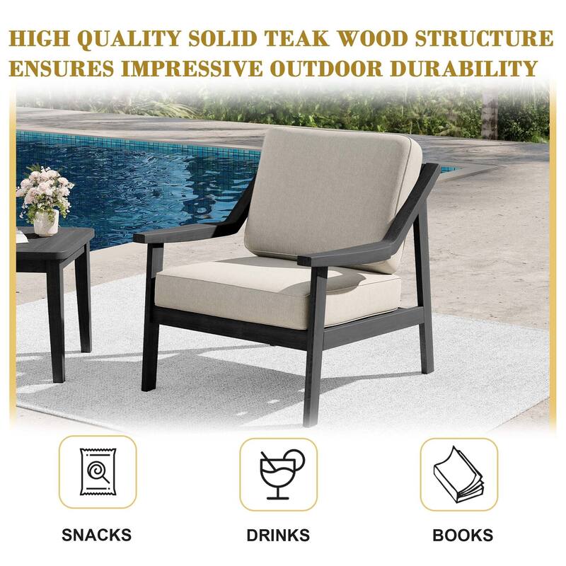 Outdoor Patio Club Chair Arm Lounge Cushion Chair (Set of 2)