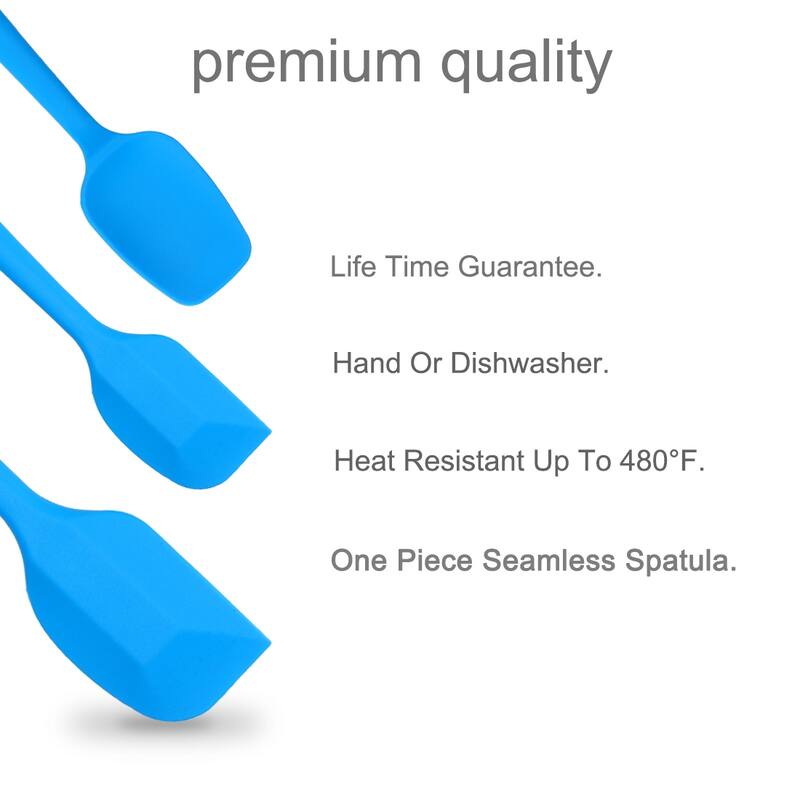 3pcs Silicone Spatula Set Heat Resistant Rubber Turner for Cooking Baking Blue