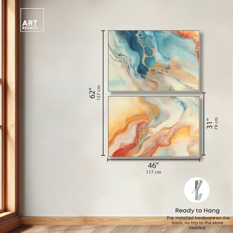 Marbled Sunrise I Canvas Set of 2 by Art Remedy