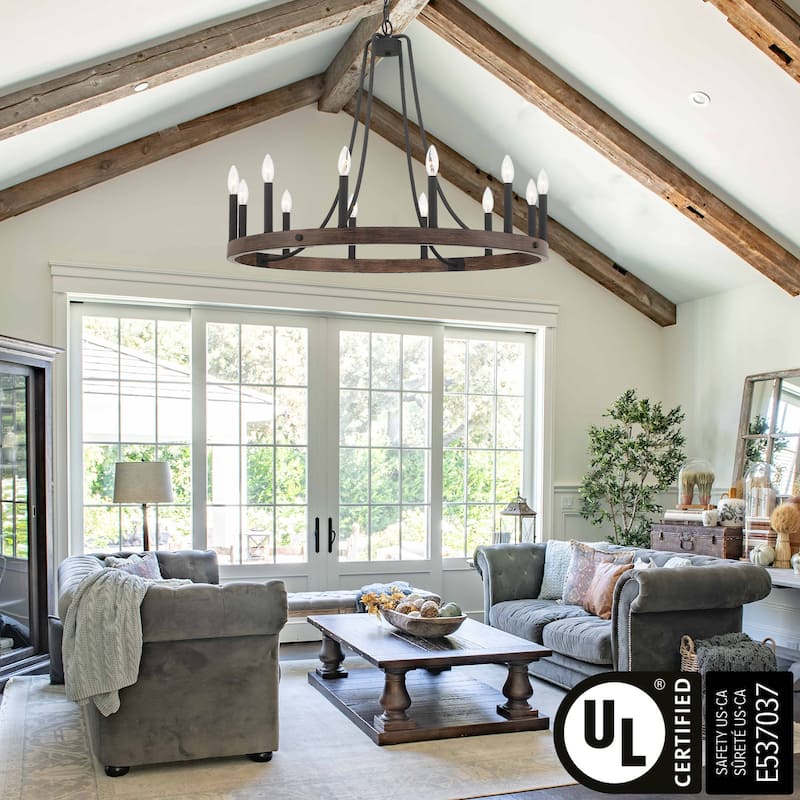 Acroma 12-light Farmhouse Modern Wagon Wheel Chandelier - N/A