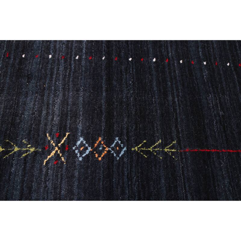 ECARPETGALLERY Hand Loomed Kashkuli Gabbeh Dark Navy Wool Rug - 5'0 x 7'9