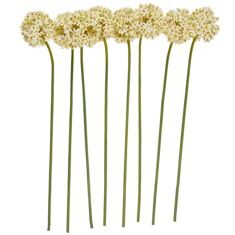 Polyester Allium Tall Artificial Flower Stem - Set of 8 White - Roche River Decor - White