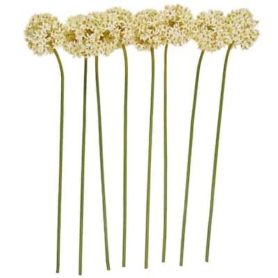 Polyester Allium Tall Artificial Flower Stem - Set of 8 White - Roche River Decor