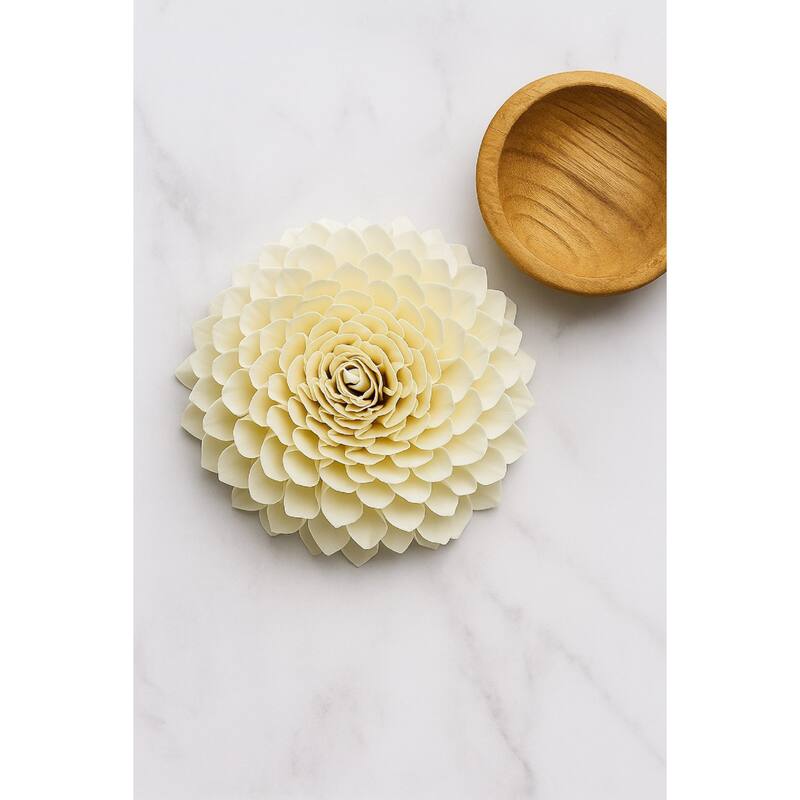 Floral Bunch Artificial Plant with Bamboo Stem - 45.25" - White and Brown