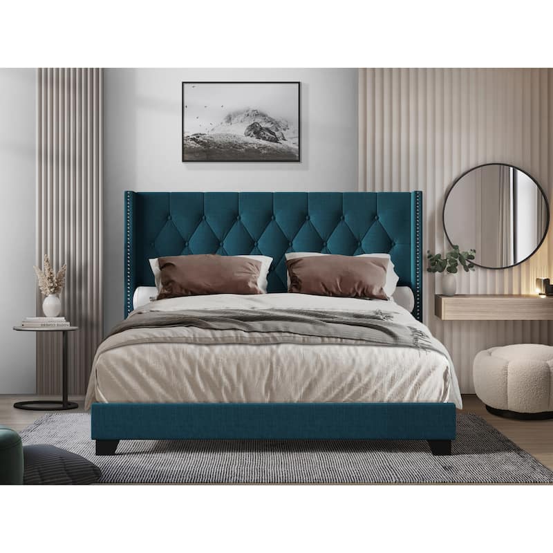 Danbury Tufted Upholstered Panel Bed - Blue - Full
