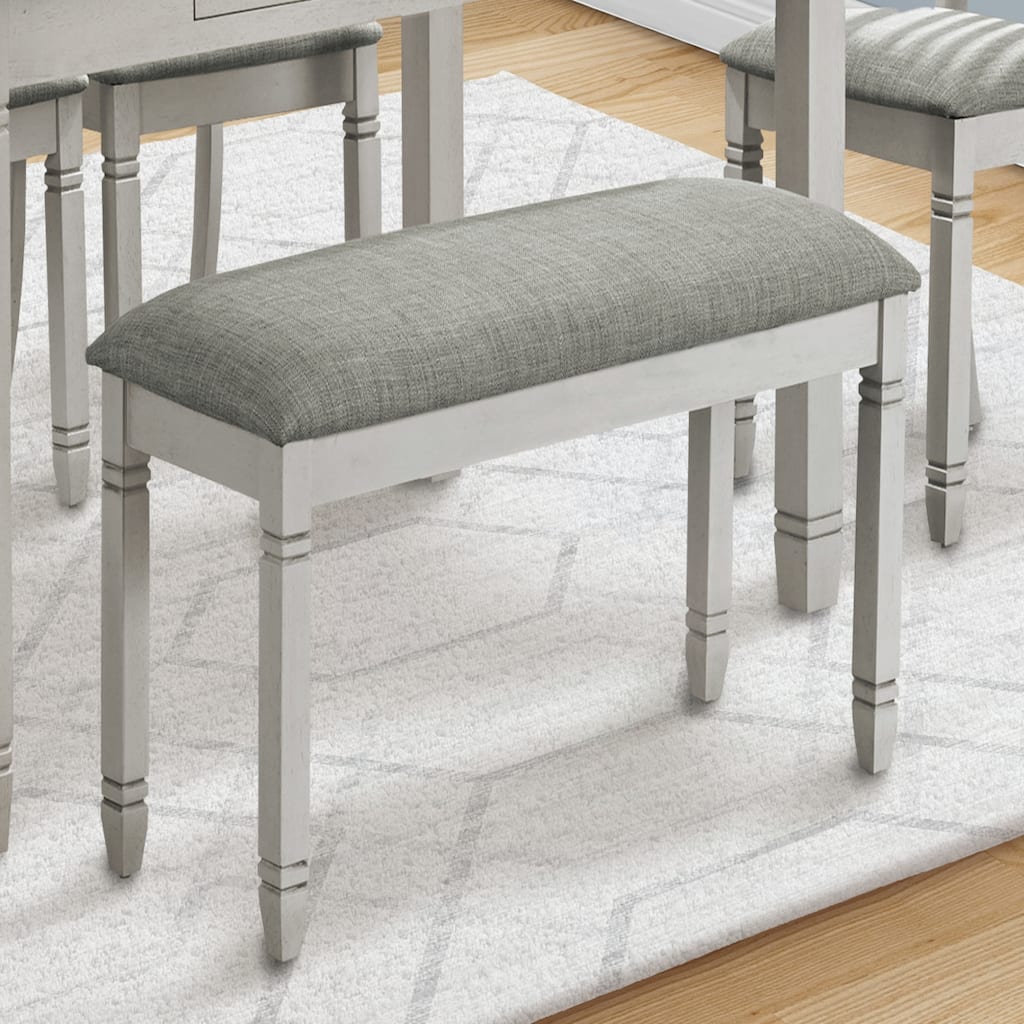 Bench, 41" Rectangular,Grey Fabric