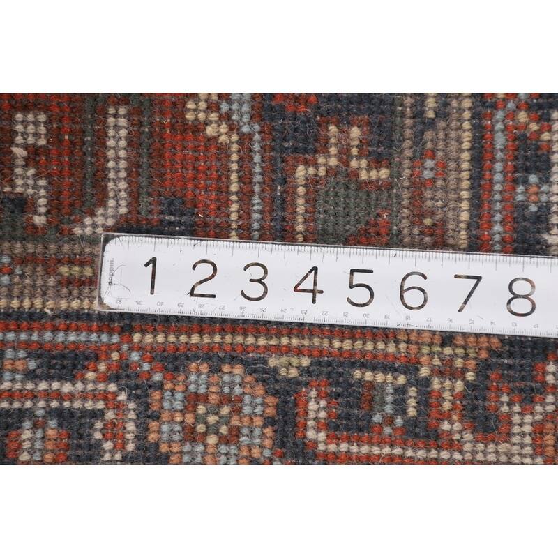 Ivory Geometric Heriz Serapi Oriental Accent Rug Handmade Wool Carpet - 3'0" X 4'11"